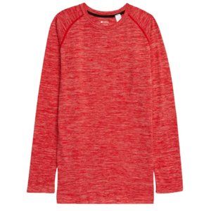 Zella Kids Boys Long Sleeve Seamless T-shirt In Red Couture Melange L(10/12) NWT